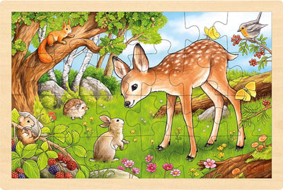 Goki Wooden Jigsaw Puzzle Deer, 24st.