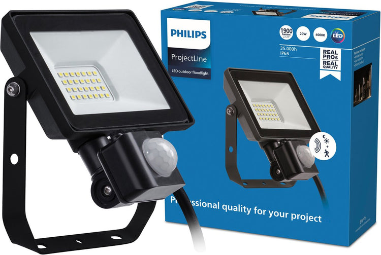 Philips Spot LED Philips Projectline 20W lumière blanc froid - 4000K - détecteur de mouvement intégré