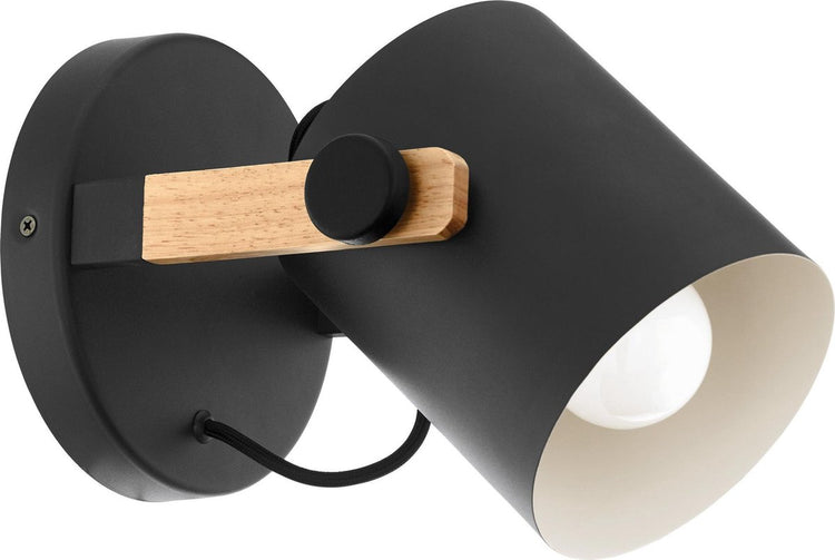 Applique Eglo en corne - 1 lumière - ø17cm. - e27 - bois noir - bois fsc