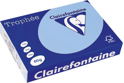 Papier coloré Clairefontaine trophée, a4, 80 g, 500 feuilles, bleu vif