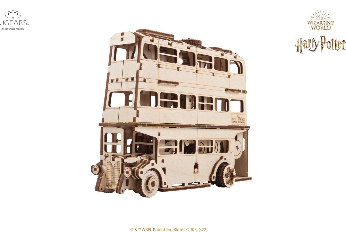Construction de modèles 3D Ugears - le bus chevalier™ - harry potter™ - kit de construction mécanique en bois - jouets éducatifs