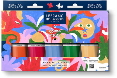 Lefranc bourgeois 302075 coffret acrylique fin « leona rose » 5×80 ml | set de peinture acrylique pour artistes