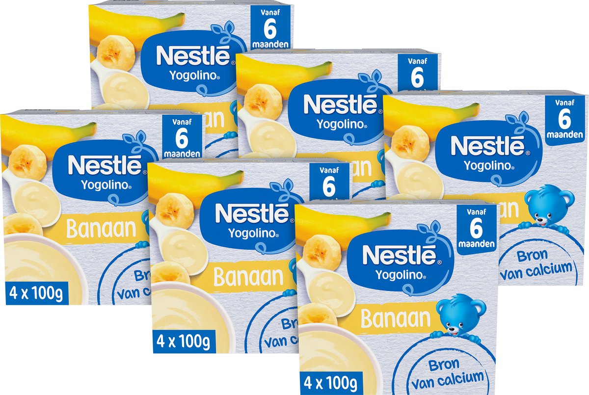 Nestlé banane yogolino - dessert pour bébé - collations pour bébé - 6+ mois - 6 pièces 4x100g (24 portions)