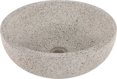 Lavabo Differnz en terrazzo - 40x40x15cm - rond - terrazzo - blanc mat noir