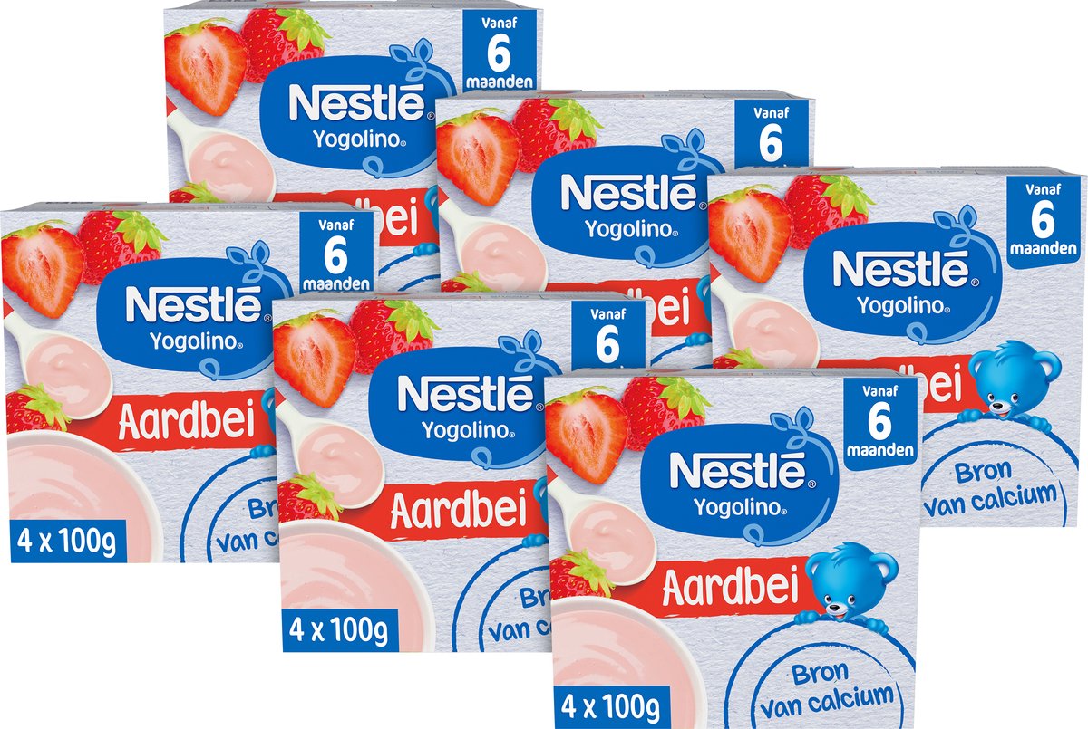Nestlé yogolino fraise - dessert bébé - 6 pièces 4 x 100g (24 portions)