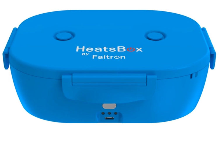 Faitron go light - heatsbox - boîte à lunch électrique - acier inoxydable - boîte à lunch chauffante - pour repas chauds - différents compartiments - avec application - 12 24v - bleu