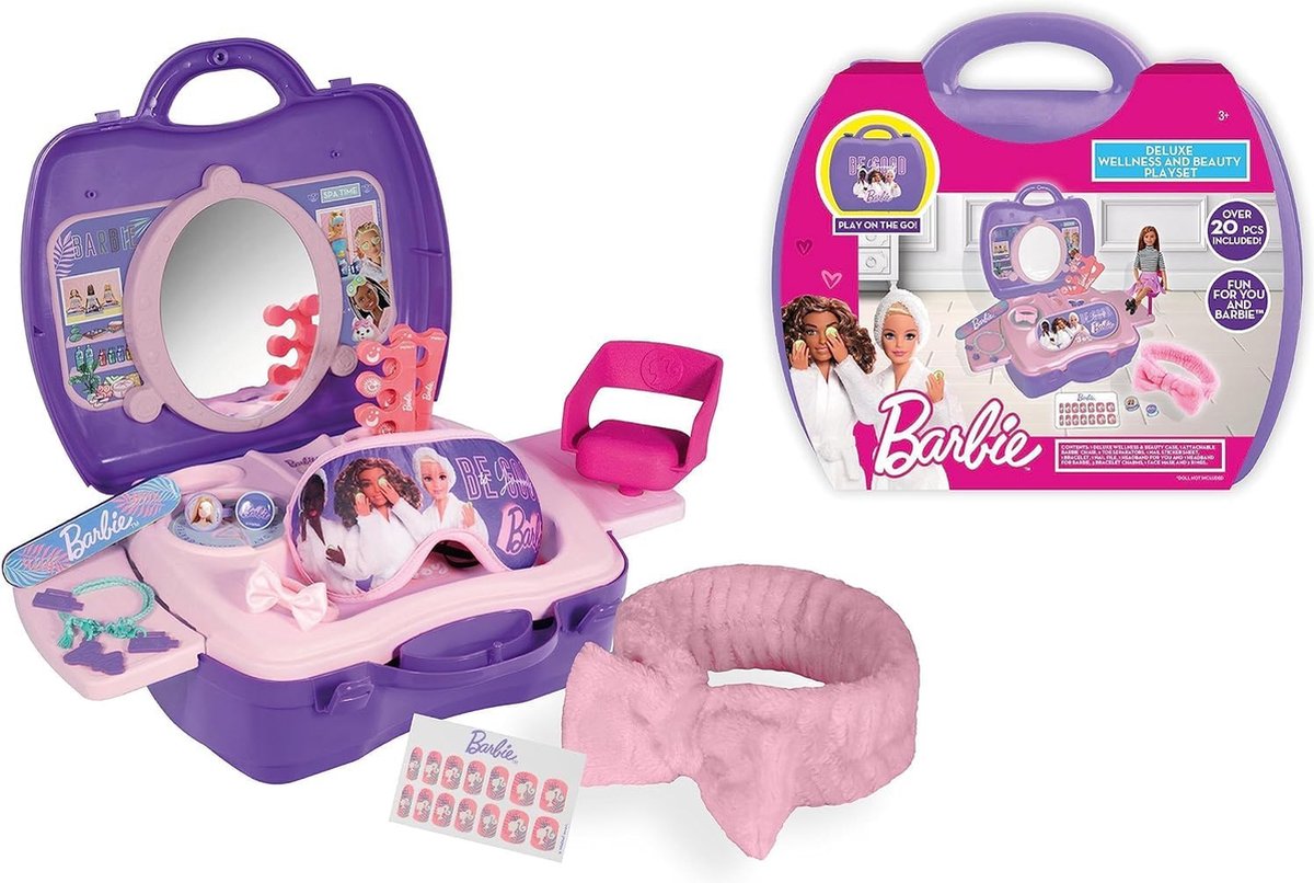 Barbie 20 pièces ensemble de jeu de beauté bien-être - ensemble de jeu spa - ensemble de figurines de jeu - rose violet