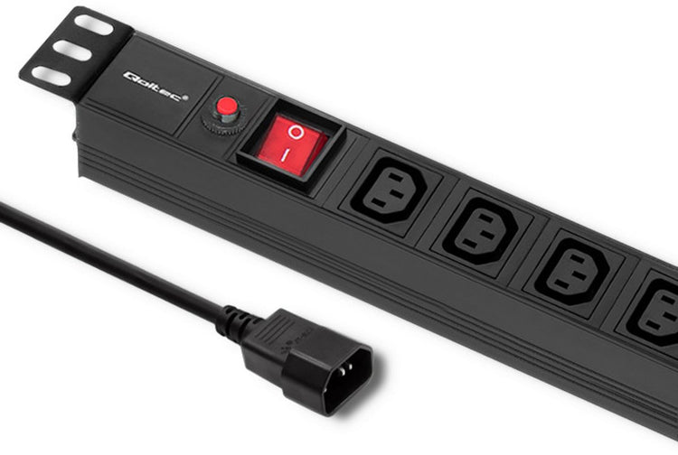 Qoltec série pdu - répartiteur d'alimentation anti-surcharge rack 19 - 1h - 8xiec c13 - 10a - 2m