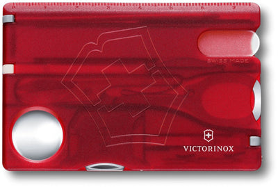 Victorinox Swisscard outil multifonction de soin des ongles 13 fonctions rouge transparent