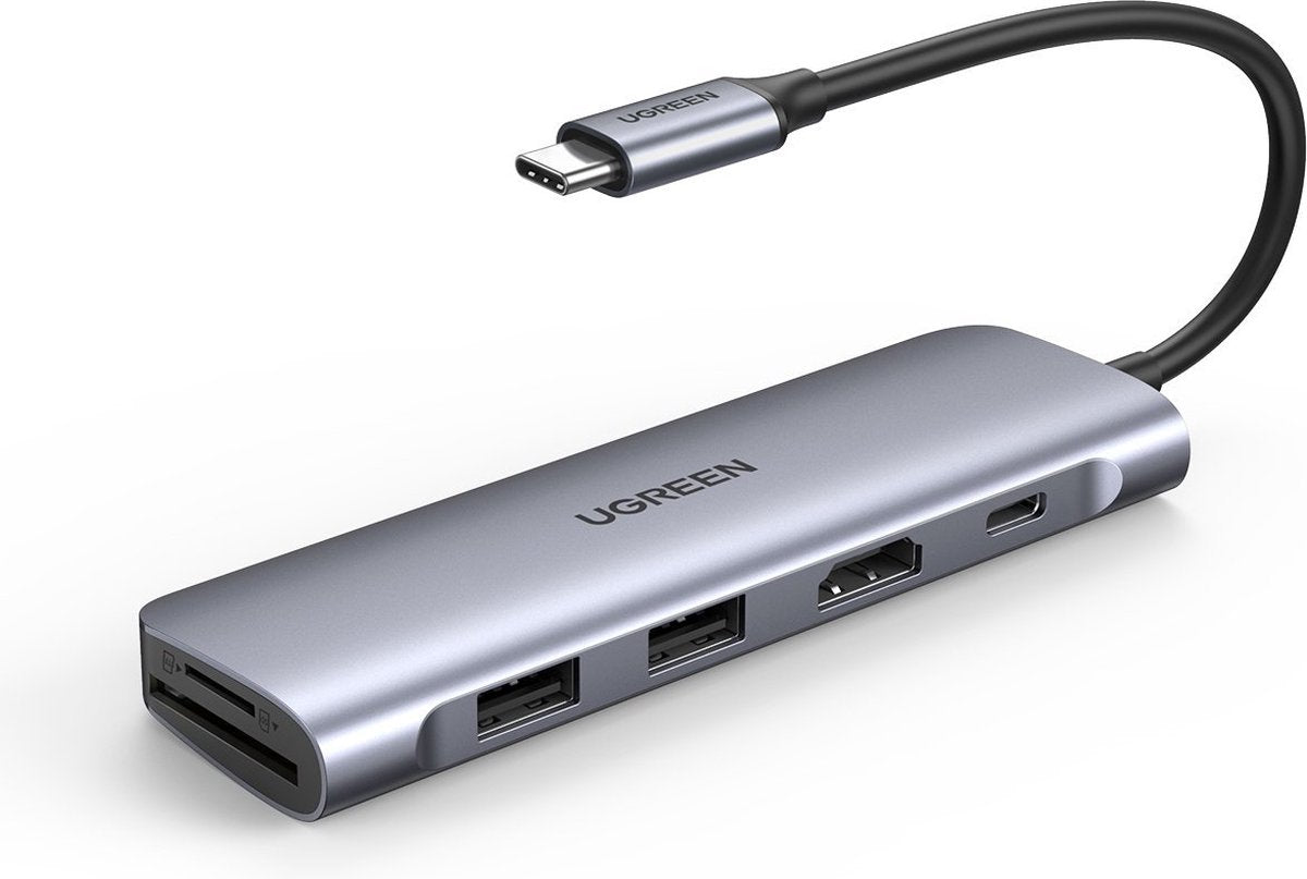 Adaptateur hub Ugreen 6en1 USB-C pour ordinateurs 2x USB 3.0 HDMI SD MicroSD 100W