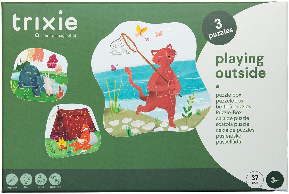 Coffret puzzle Trixie avec 3 puzzles - jouer dehors - coffret puzzle à partir de 2 ans