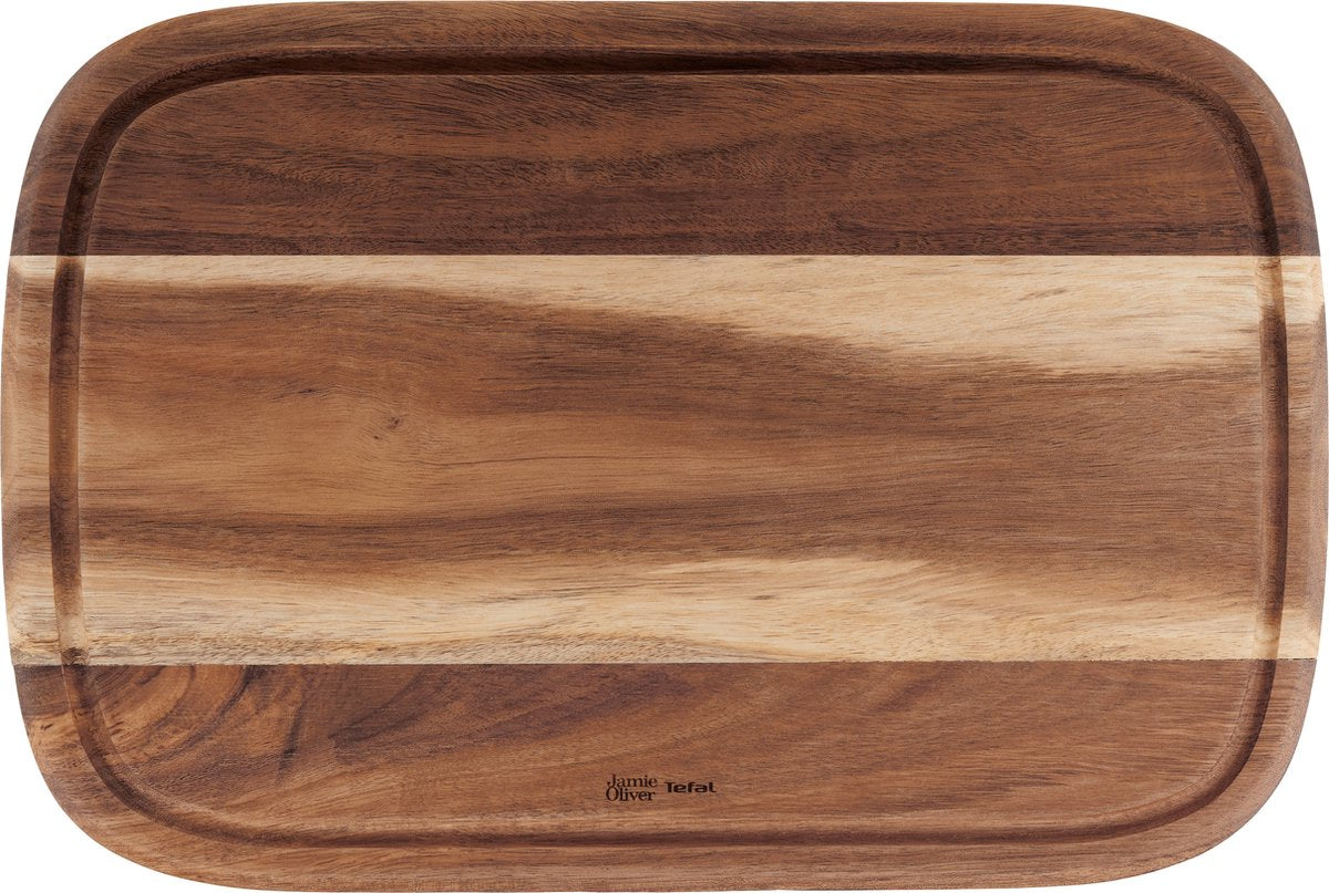 Jamie oliver by tefal - planche à découper en bois - moyen - 37,4x25,1x2,2 cm - durable - antibactérien