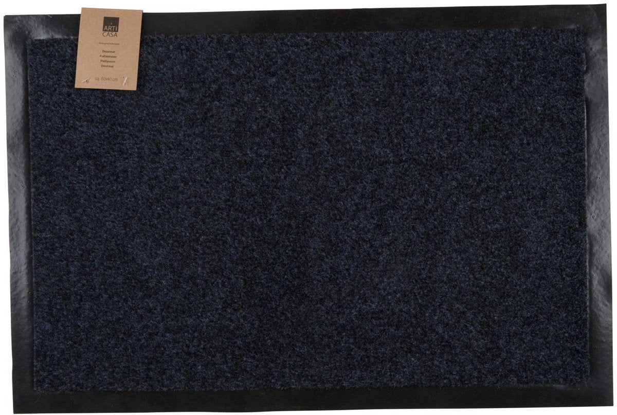 Paillasson Arti casa - 60x40 cm - tapis d'entrée avec antidérapant - noir