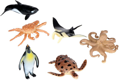 Eddy Toys - Ensemble de jeu avec animaux marins - Ensemble de jeu avec animaux marins avec 6 animaux marins réalistes - Jouets océaniques pour enfants à partir de 3 ans - Ensemble de jeu éducatif avec animaux océan pour un jeu imaginatif