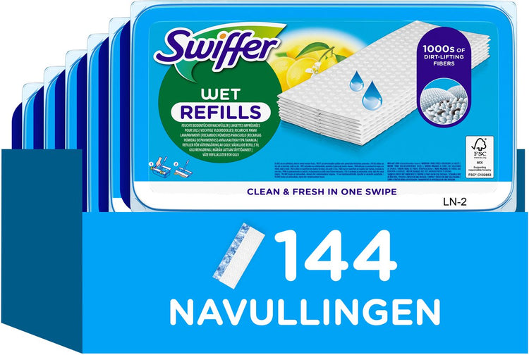 Lingettes humides pour sols Swiffer au parfum de citron - 6x24 lingettes