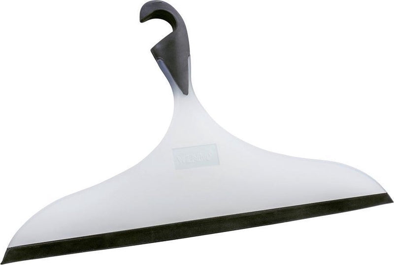 Wenko Essuie-glace de douche Loano xxl en plastique blanc et noir 34 cm de large - essuie-glace - extracteur de douche extra large avec crochet de suspension