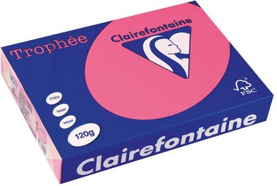Clairefontaine trophée intense, papier coloré, a4, 120 g, 250 feuilles, fuchsia