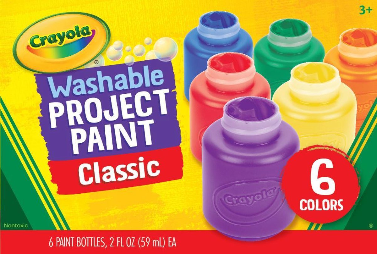 Crayola - paquet passe-temps - peinture lavable pour enfants - 6 pièces - couleurs primaires