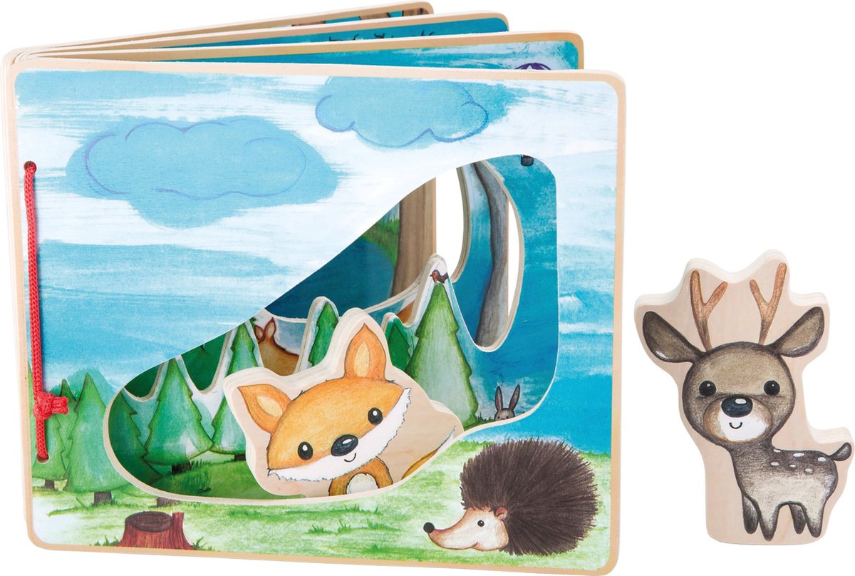 Forest de livre d'images en bois à petit pied avec 2 figurines