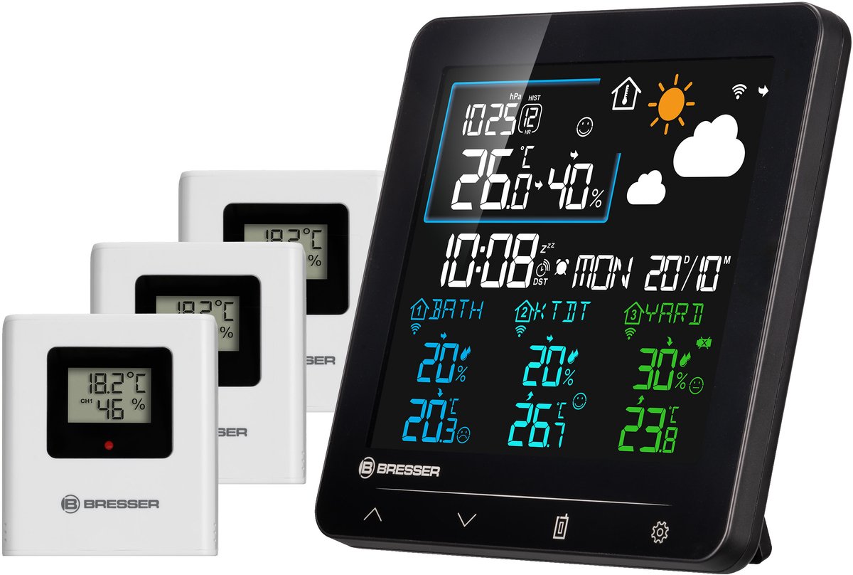 Station météo Bresser - quadro individio - nv - thermo-, hygromètre - 3 capteurs
