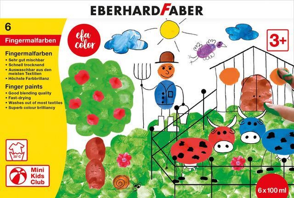 Peinture au doigt Eberhard Faber - couleur efa - 6 x 100 ml - assorti - ef-578806