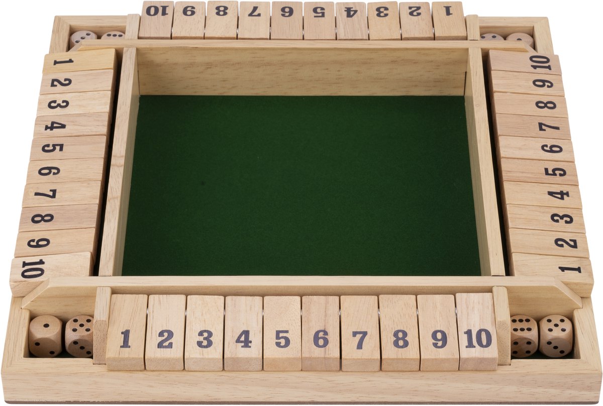 Fermez la boîte Houten Dice Game, 4 joueurs
