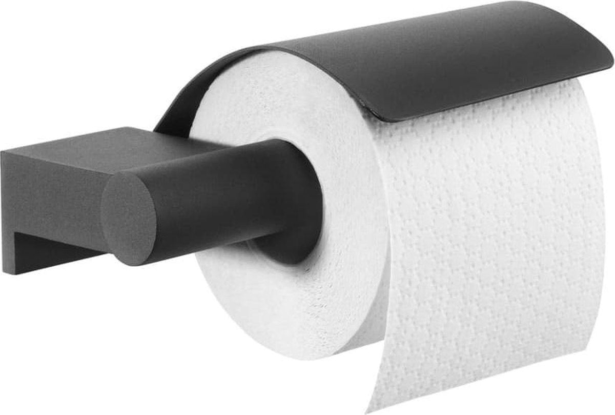 Tiger Tiger Toilet Roll Solder avec couvercle Bold Matte noir
