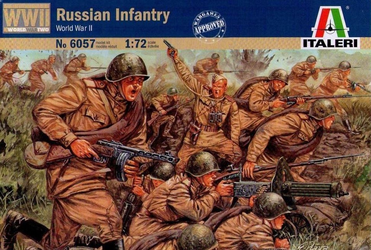 Kit de construction de maquettes Italeri véhicules militaires - 6057 infanterie russe - soldats russes seconde guerre mondiale - 46 figurines en plastique - 1:72 - modélisme