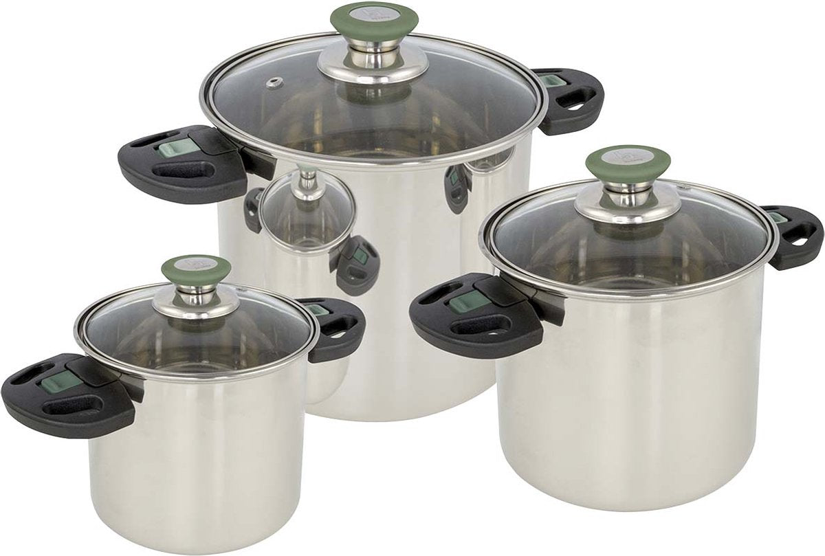 Bo-camp - set de poêles - élégance compact 3 - 3 pièces - acier inoxydable