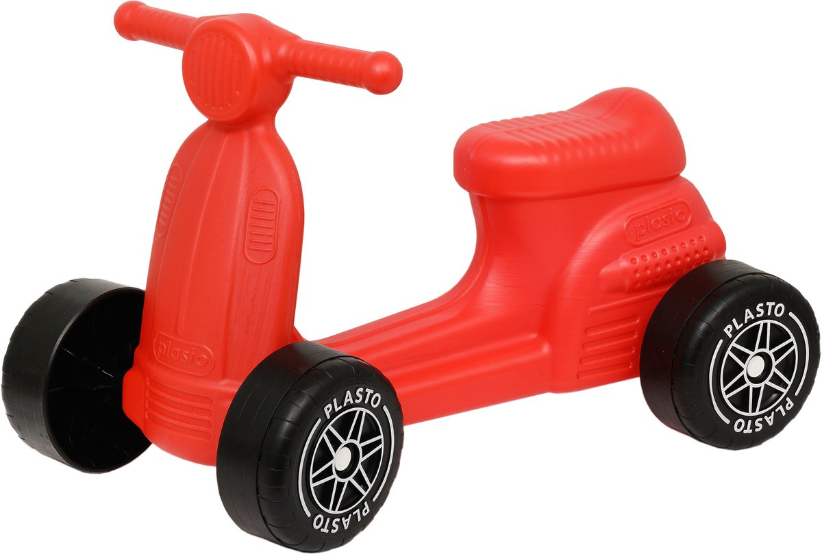 Trottinette Plasto rouge - trotteur - roues silencieuses - voiture de marche - hauteur d'assise 22 cm - plastique robuste - fabriqué en Finlande - à partir de 1 an