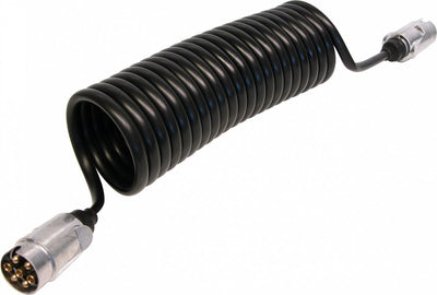 Câble de rallonge de remorque Carpoint 7 pôles – spirale 27 cm – avec connexion pour phares antibrouillard – flexible – durable – pour remorque de voiture