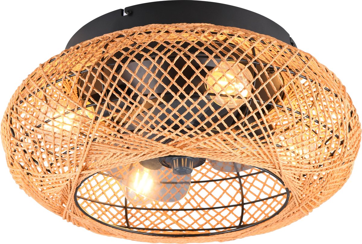 Rl vis ta lumière réalité lillesand - ventilateur de plafond - naturel - excl. 4x e27 4 w - lumière commutable séparément - télécommande - montage au plafond - ne convient pas pour un variateur externe - 3 vitesses - minuterie - mode été et hiver