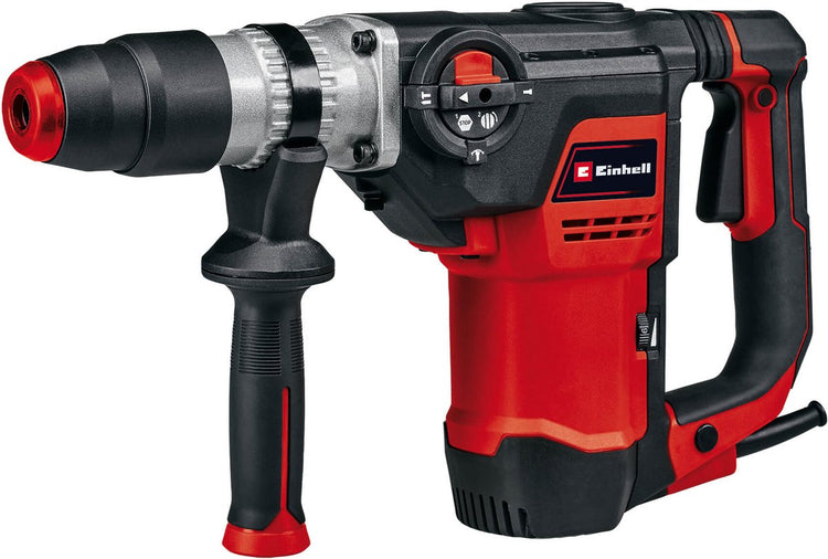 Marteau perforateur électrique Einhell te-rh 40 3f - 1050 w - nombre de coups : 4 100 min - 10 ans - sds-max - 3 fonctions : perçage à percussion, burinage avec et sans fixation par burin - incl. burin plat et burin pointu - incl. cas