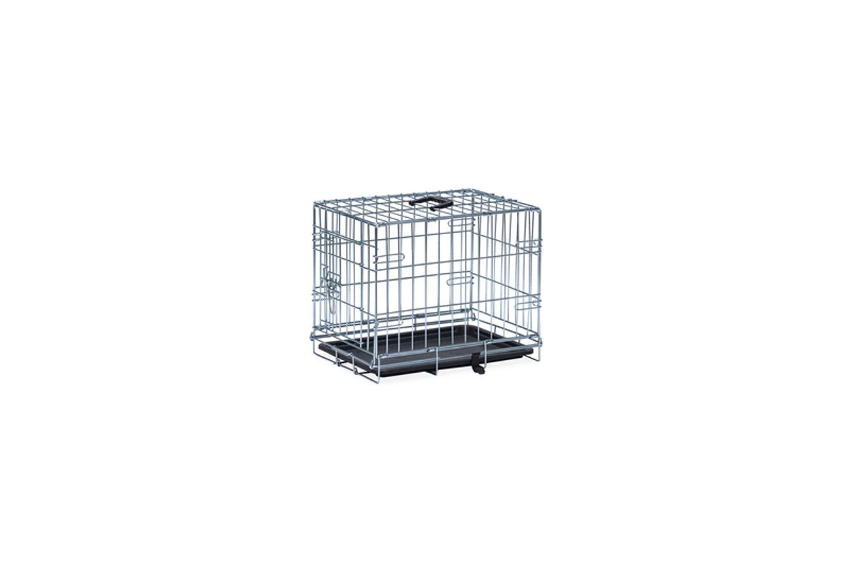 Beeztees cage pour chien xs - banc - 2 portes - pliable - galvanisé - 49x36x40 cm