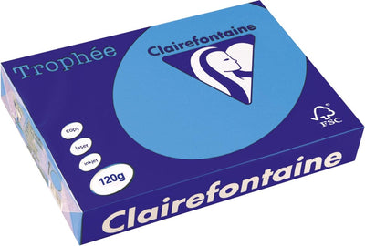 Clairefontaine trophée intense, papier coloré, a4, 120 g, 250 feuilles, bleu roi
