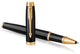 Parker dans un stylo roller | laque noire avec finition dorée | plume fine | encre noire | emballage cadeau