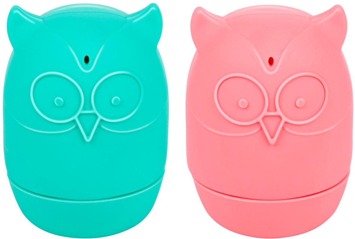 Eddy toys jouets de bain 2 pièces - animaux à presser en silicone - jouets de bain à presser et à gicler - hibou - à partir de 3 ans