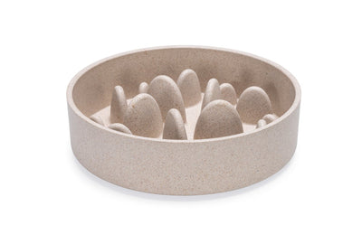 Designed by lotte pom gamelle antidérapante pour chien - chien à alimentation lente - gamelle de nourriture - va au lave-vaisselle - bambou - beige - 800 ml