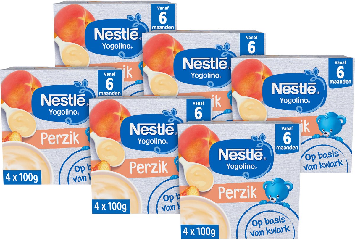 Nestlé pêche yogolino - dessert bébé - 6 pièces 4 x 100g (24 portions)