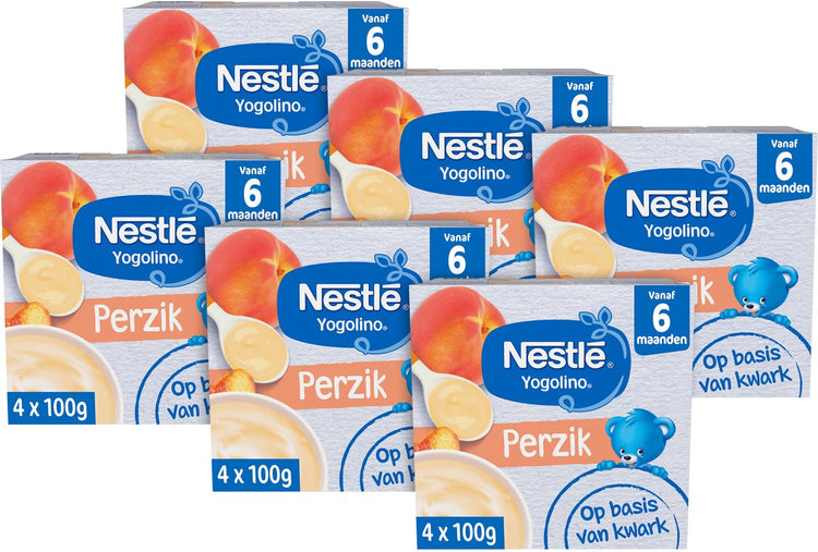 Nestlé pêche yogolino - dessert bébé - 6 pièces 4 x 100g (24 portions)
