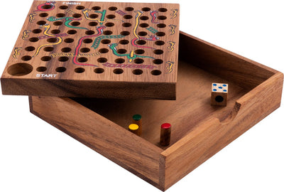 Échelles de serpents Longfield - jeu de société en bois - bois d'acacia - jeu familial classique - coeur d'ange