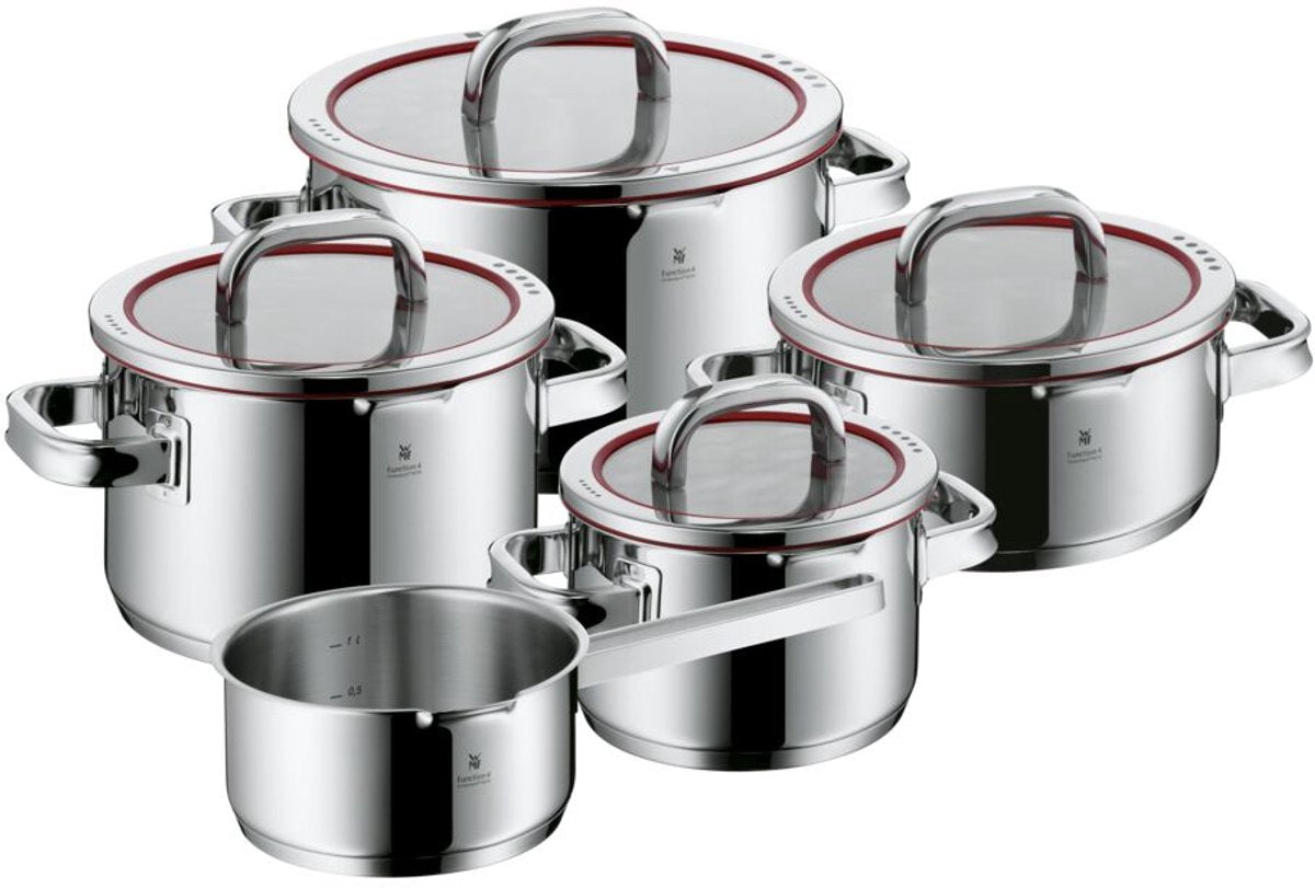 Wmf function4 - set de casseroles - 5 pièces - adapté à l'induction - acier inoxydable - avec couvercle