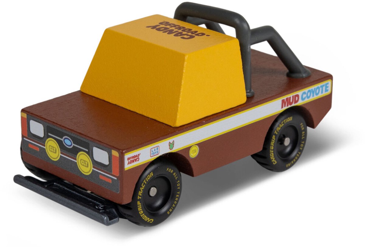 Candylab jouets candycar toons - boue coyote marron - voiture en bois - 3+