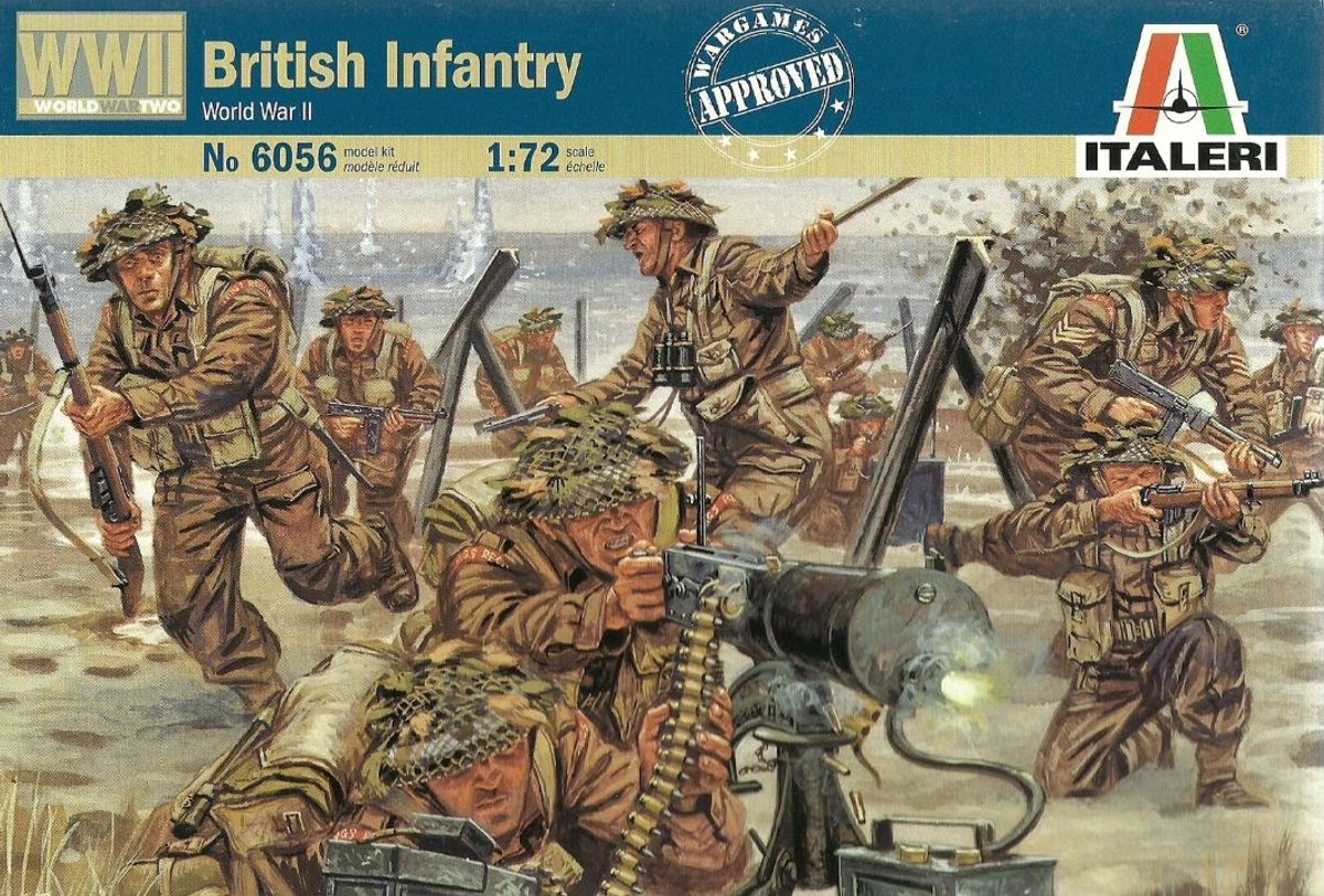 Italeri maquette véhicule militaire - 6056 infanterie britannique - soldats britanniques seconde guerre mondiale - 50 figurines plastique - 1:72 - modélisme