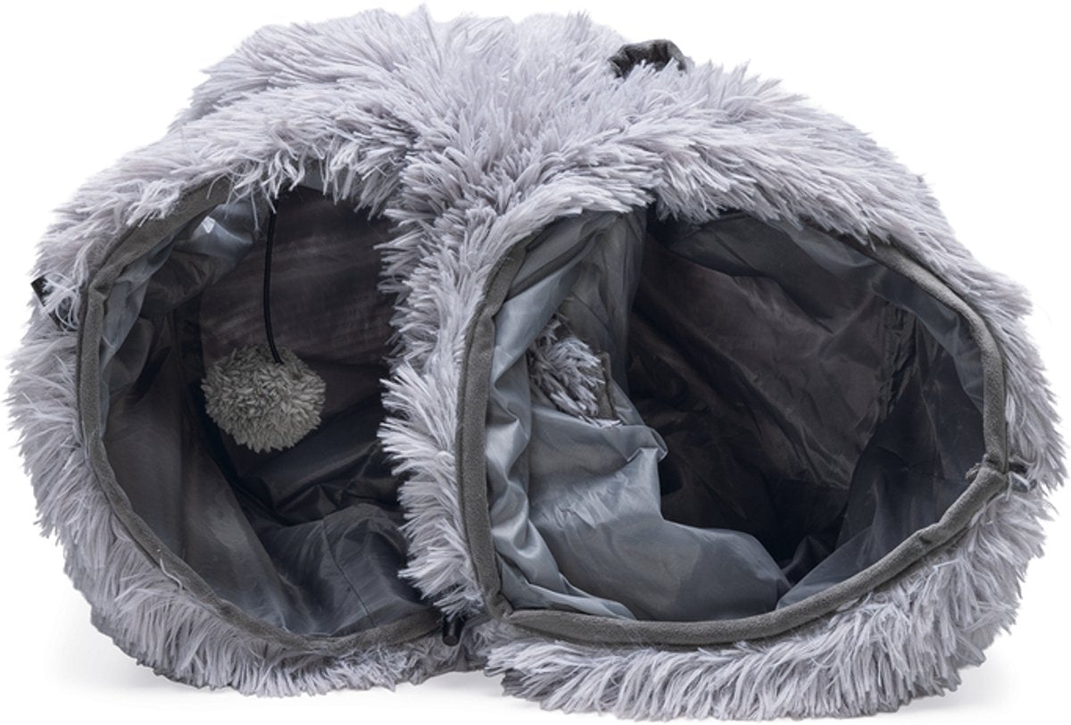 Beeztees chaton nona - tunnel pour chat - gris - 90x25x25 cm