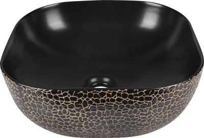 Differnz safari lavabo 41,5x41,5x14cm serpent en céramique noir or