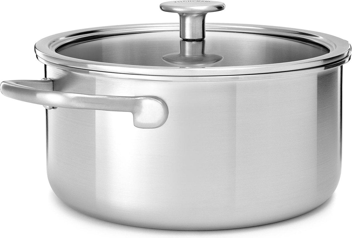 Casserole multicouche en inox Kitchenaid - ø20cm - 3,1l - avec couvercle en verre - induction - sans PFA