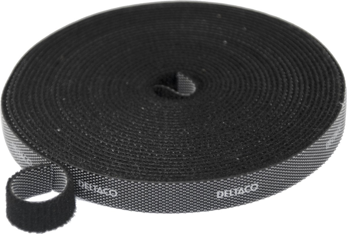 Deltaco cm05s serre-câble Velcro - 10mm x 5m - noir