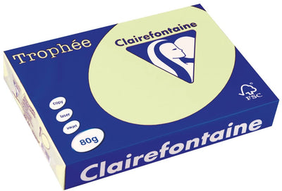 Papier coloré Clairefontaine trophée, a4, 80 g, 500 feuilles, vert clair