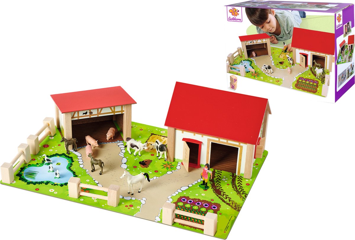 Eichhorn Wooden Farm avec accessoires 20dlg.